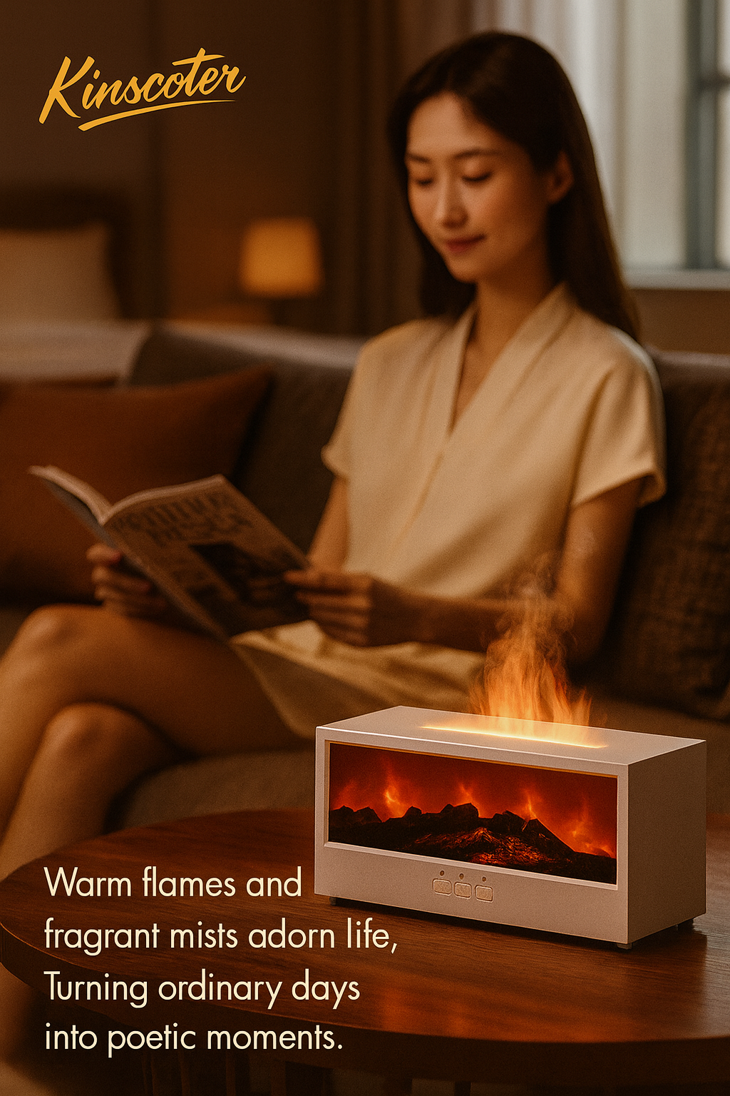 Mini Openhaard Aroma Humidifier – Ontspan, Adem Dieper & Creëer Warmte in Huis