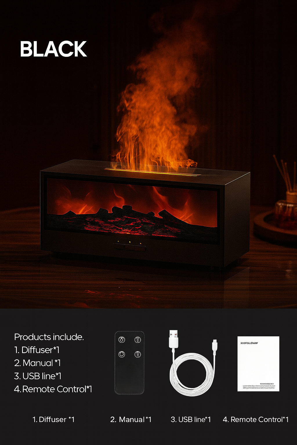 Mini Openhaard Aroma Humidifier – Ontspan, Adem Dieper & Creëer Warmte in Huis