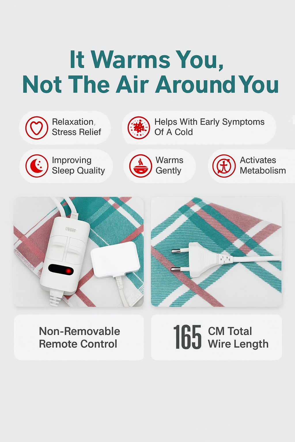 Luxe Elektrische Warmtedeken – 180x150cm | Dubbele Warmtezones & 5 Warmtestanden